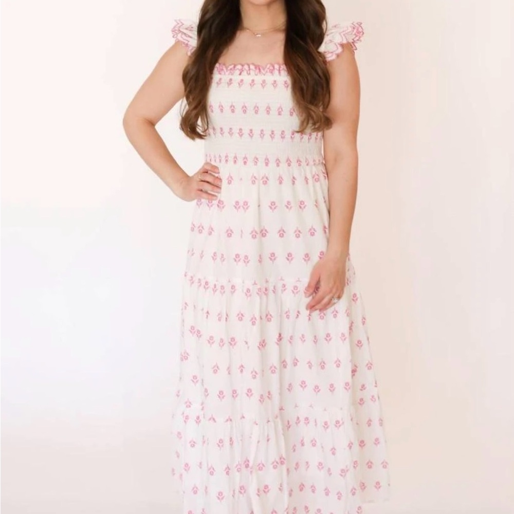 Moon River Nap Dress, Floral Pink size Large